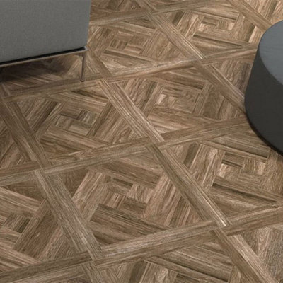 Bosco Mosaic Wood Effect Porcelain Tile 60 x 60cm / Dark Brown | DIY at B&Q