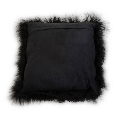 Bosie Luxury Black Soft Fur Square Cushion