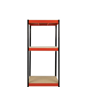 Boss Shelf Kit 3 Wood shelves Red/Black (H)180x(W)90x(D)30cm