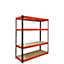 Boss Shelf Kit 4 Wood shelves Red/Black (H)180x(W)160x(D)60cm
