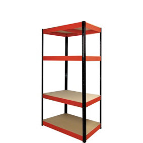 Boss Shelf Kit 4 Wood shelves Red/Black (H)180x(W)90x(D)40cm