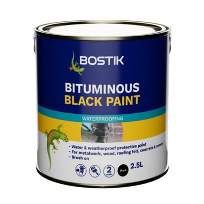 Bostik Bituminous Black Paint 2.5L - Waterproof Protective Coating for ...