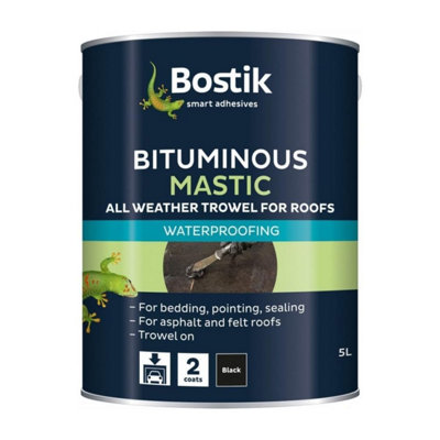 Bostik Bituminous Roof Mastic 5L - Waterproof Trowel-On Sealant for ...
