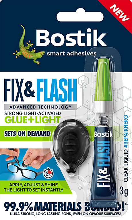 Bostik Fix & Flash Adhesive UV Light Activated All Purpose 3g Glue