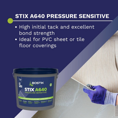 Bostik STIX A640 Pressure Sensitive Vinyl & LVT Adhesive (15kg Tub) (Pack of 2)