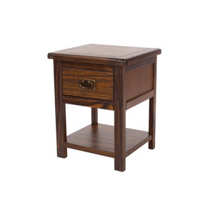 Boston 1 drawer bedside cabinet, rich dark brown lacquer finish