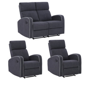 Boston 2+1+1 seat slate grey fabric recliner sofa set