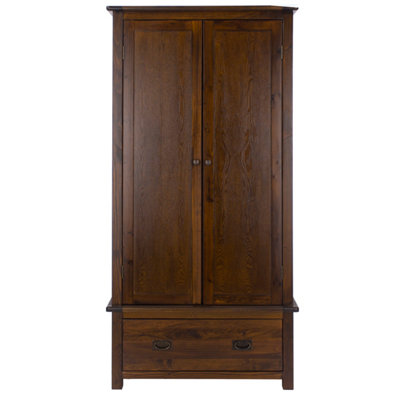 Boston 2 door, 1 drawer wardrobe, rich dark brown lacquer finish