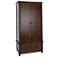 Boston 2 door, 1 drawer wardrobe, rich dark brown lacquer finish
