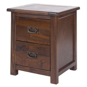 Boston 2 drawer bedside cabinet, rich dark brown lacquer finish