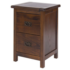 Boston 2 drawer petite bedside cabinet, rich dark brown lacquer finish