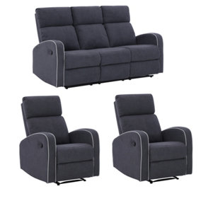 Boston 3+1+1 seat slate grey fabric recliner sofa set