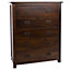 Boston 5 drawer chest, rich dark brown lacquer finish