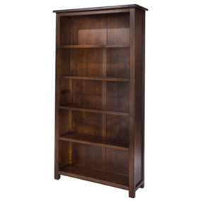 Boston 5 shelf bookcase , rich dark brown lacquer finish