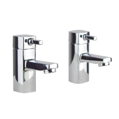 Boston Deck Mounted Chrome Hot & Cold Twin Basin Taps Brass - 3