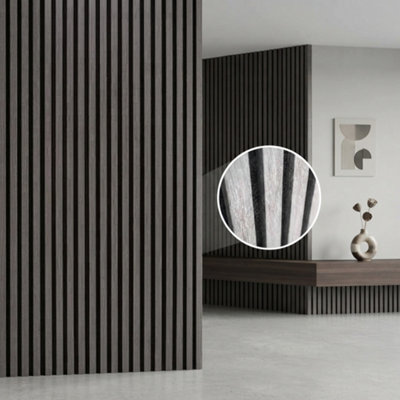 Boston Grey Oak Acoustic MDF Wood Wall Panels - 2 Pack
