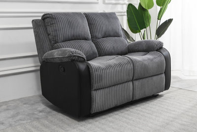 BOSTON GREY PLUSH FABRIC 2 SEATER RECLINER