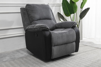 BOSTON GREY PLUSH FABRIC RECLINER ARMCHAIR