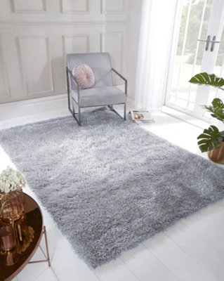 Boston Rug Plain Silver Home Décor