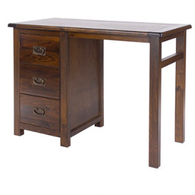 Boston single pedestal dressing table, rich dark brown lacquer finish