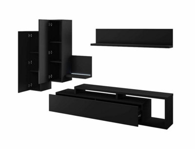 Bota Entertainment Unit for TVs up to 75" - Black Matt W2190mm H520mm D450mm, Sleek Modern Design