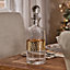 Botanical Fern Embossed Glassware Set Large Decanter & Set of 2 Whiskey Tumbler Glasses Gold Band Finish Home Bar Gift Idea
