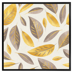 Botanical gold and purple leaf (Picutre Frame) / 30x30" / Grey