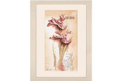 BOTANICAL IRIS - Counted Cross Stitch Kit: Iris: Botanical (Linen) - Lanarte