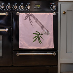 Botanical leaf on pink (Kitchen Towel)