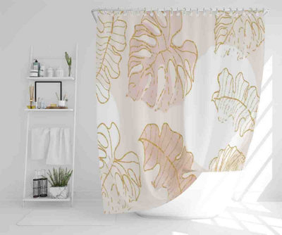Botanical Leaves Line Art & Watercolour Shower Curtain / Default Title Price Comparisons | Compare The Build