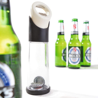 Bottle Opener with Built In Cap Collector - Home, Bar, Kitchen, Barbecue or Party Accessory - Measures H20 x 5.5cm Diameter