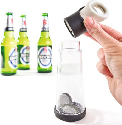 Bottle Opener with Built In Cap Collector - Home, Bar, Kitchen, Barbecue or Party Accessory - Measures H20 x 5.5cm Diameter