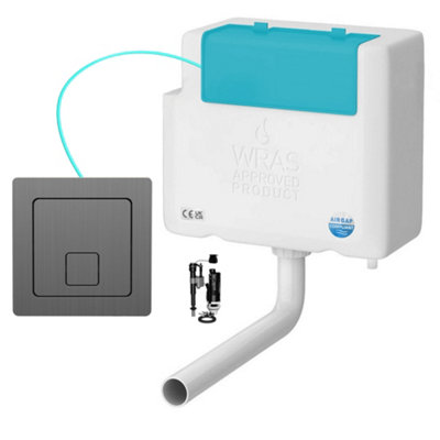 Bottom Entry Concealed Toilet Cistern WC with Dual Flush Square Gunmetal Push Button - Includes WRAS Internals & Pipe Price Comparisons | Compare The Build