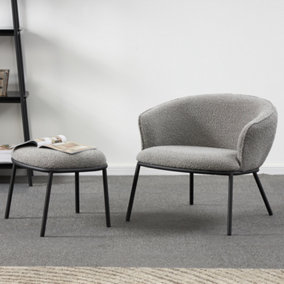 Bouclé Matching Stool for Duke Lounge Chair - L45 x W45 x H40 cm - Dark Grey