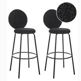 Boucle Bar Chair Set of 2 Black EMERY