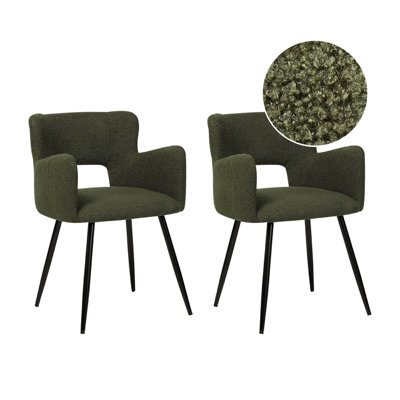 Boucle Dining Chair Set of 2 Dark Green SANILAC | DIY at B&Q