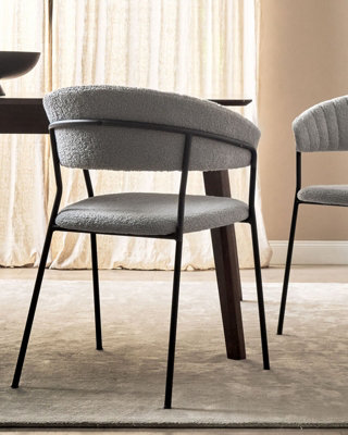 Boucle Dining Chair Set of 2 Grey MARIPOSA