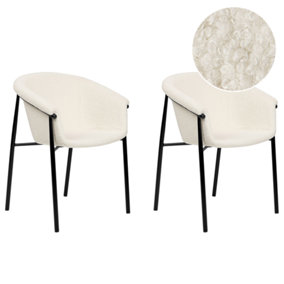 Boucle Dining Chair Set of 2 Off-White AMES