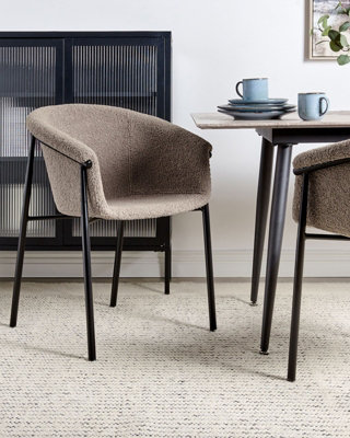 Boucle Dining Chair Set of 2 Taupe AMES
