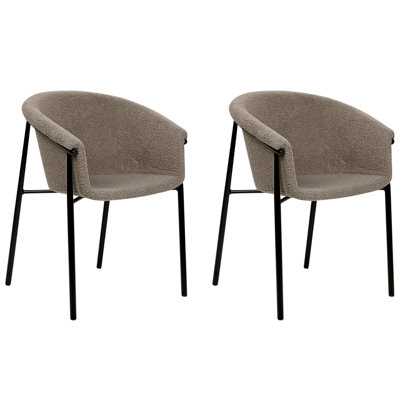Boucle Dining Chair Set of 2 Taupe AMES