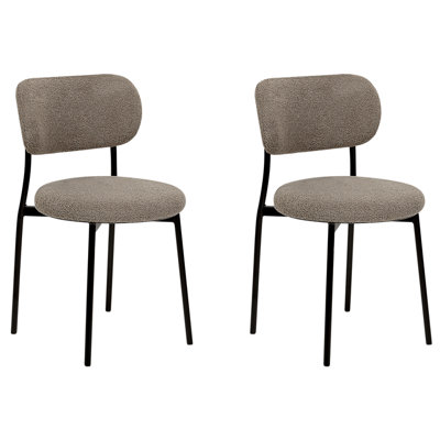 Boucle Dining Chair Set of 2 Taupe CASEY