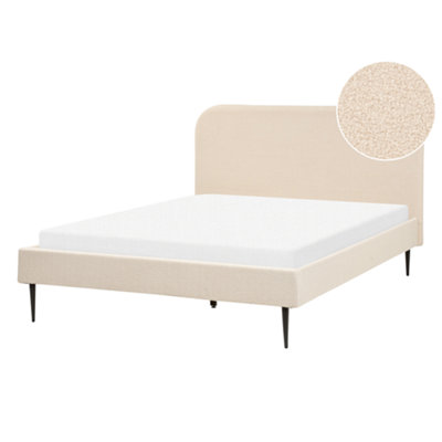 Boucle EU Double Size Bed Beige FLAYAT