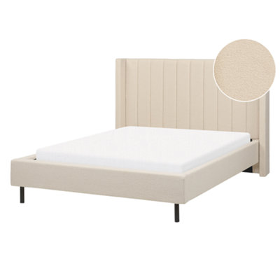 Boucle EU Double Size Bed Beige VILLETTE