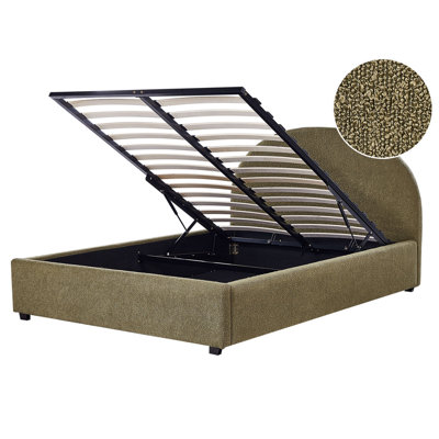 Boucle EU Double Size Ottoman Bed Olive Green VAUCLUSE