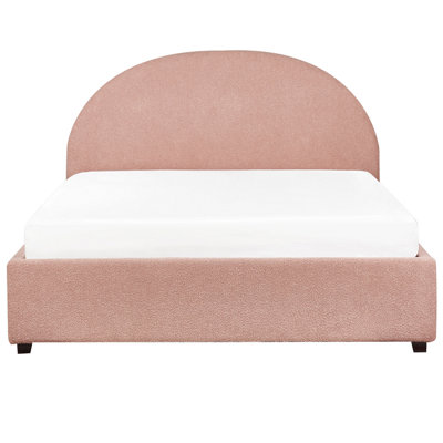 Boucle EU Double Size Ottoman Bed Pastel Pink VAUCLUSE