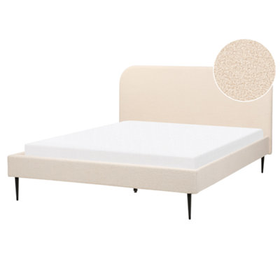 Boucle EU King Size Bed Beige FLAYAT