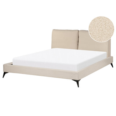 Boucle EU King Size Bed Beige MELLE