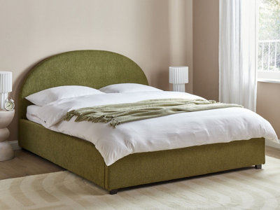Boucle EU King Size Ottoman Bed Olive Green VAUCLUSE
