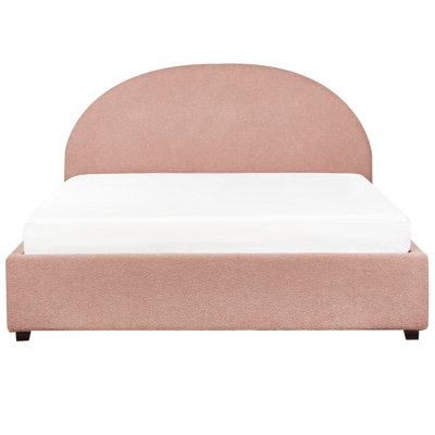 Boucle EU King Size Ottoman Bed Pastel Pink VAUCLUSE