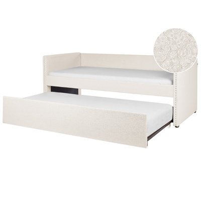 Boucle EU Single Trundle Bed Light Beige TROYES